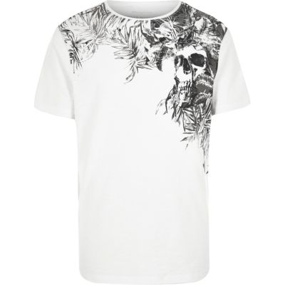 White floral skull print t-shirt